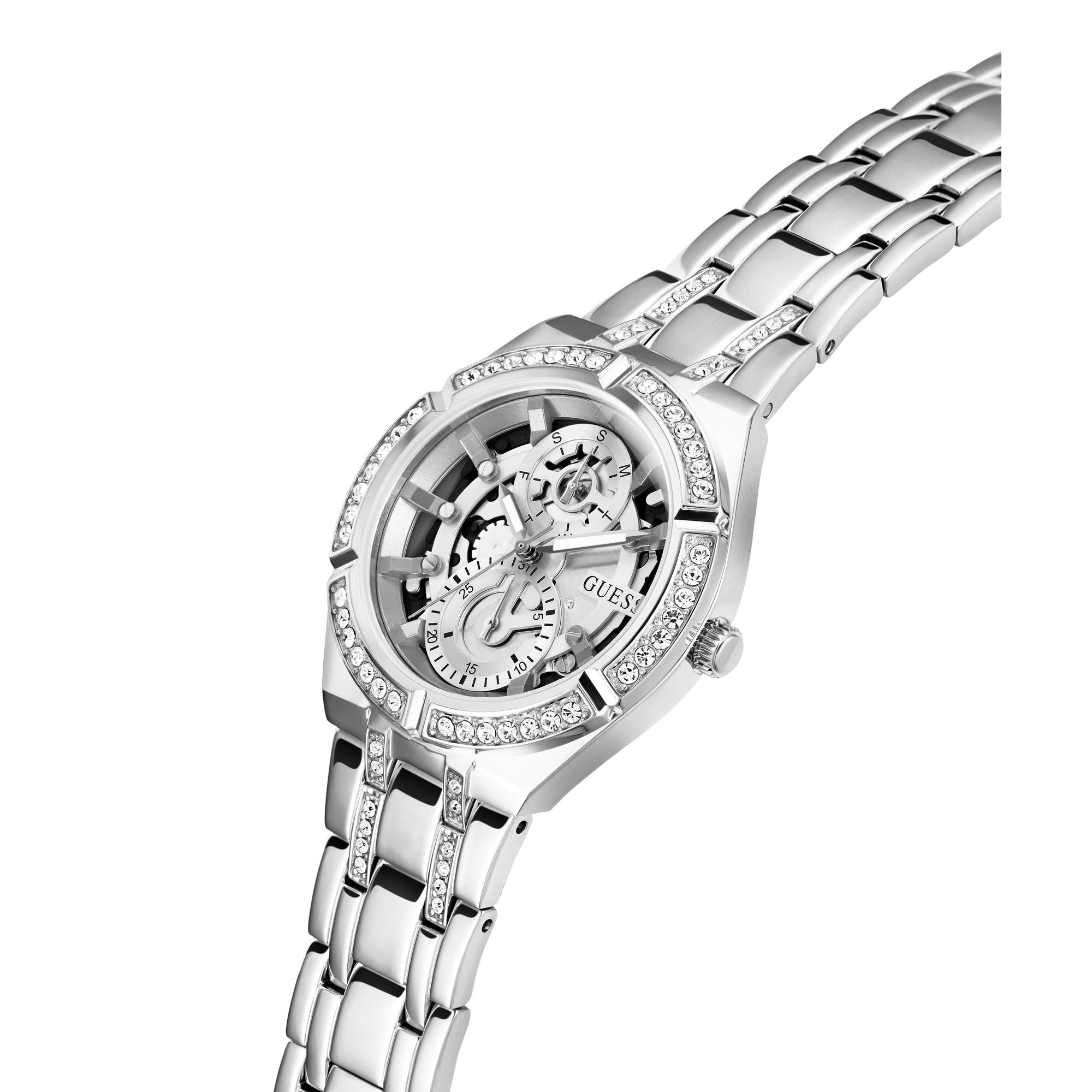 Guess Allara Women Silver Tone Round Dial Analog Watch