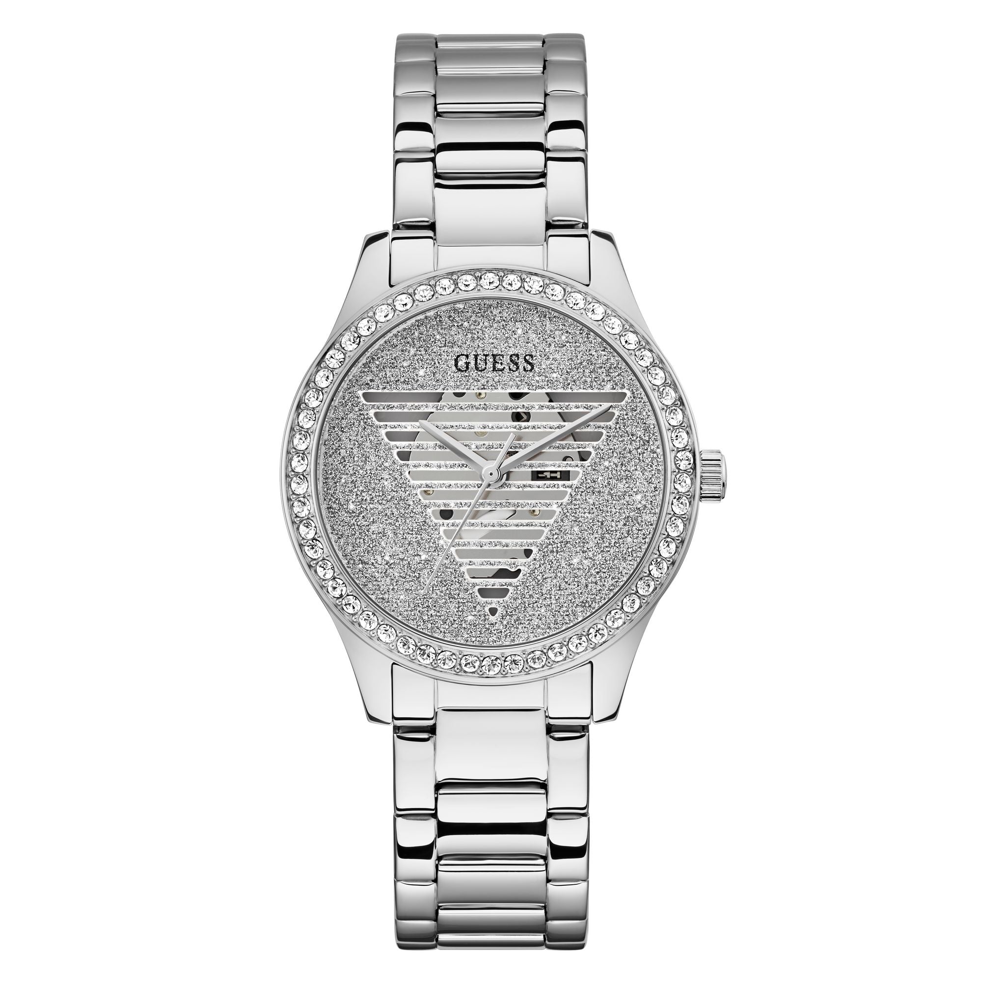 Guess Lady Idol Women Silver Tone Round Dial Analog Watch