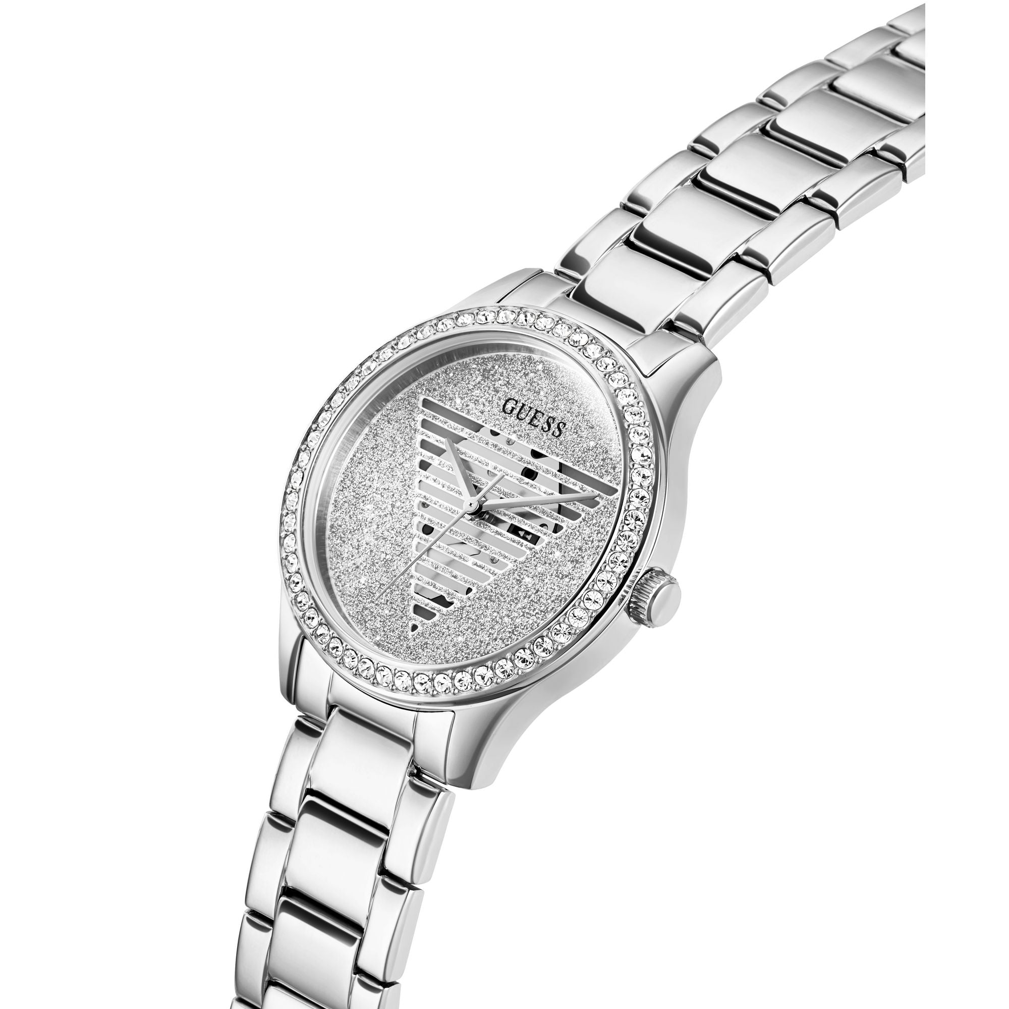 Guess Lady Idol Women Silver Tone Round Dial Analog Watch