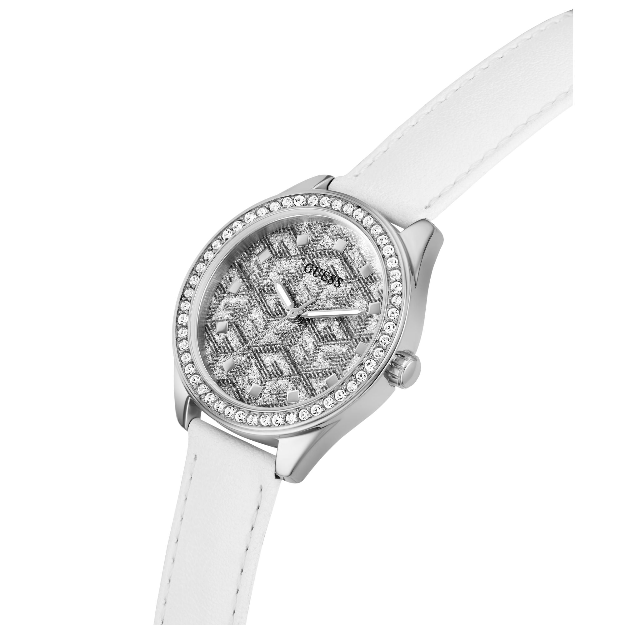 Guess G Gloss Women Silver Tone Round Dial Analog Watch