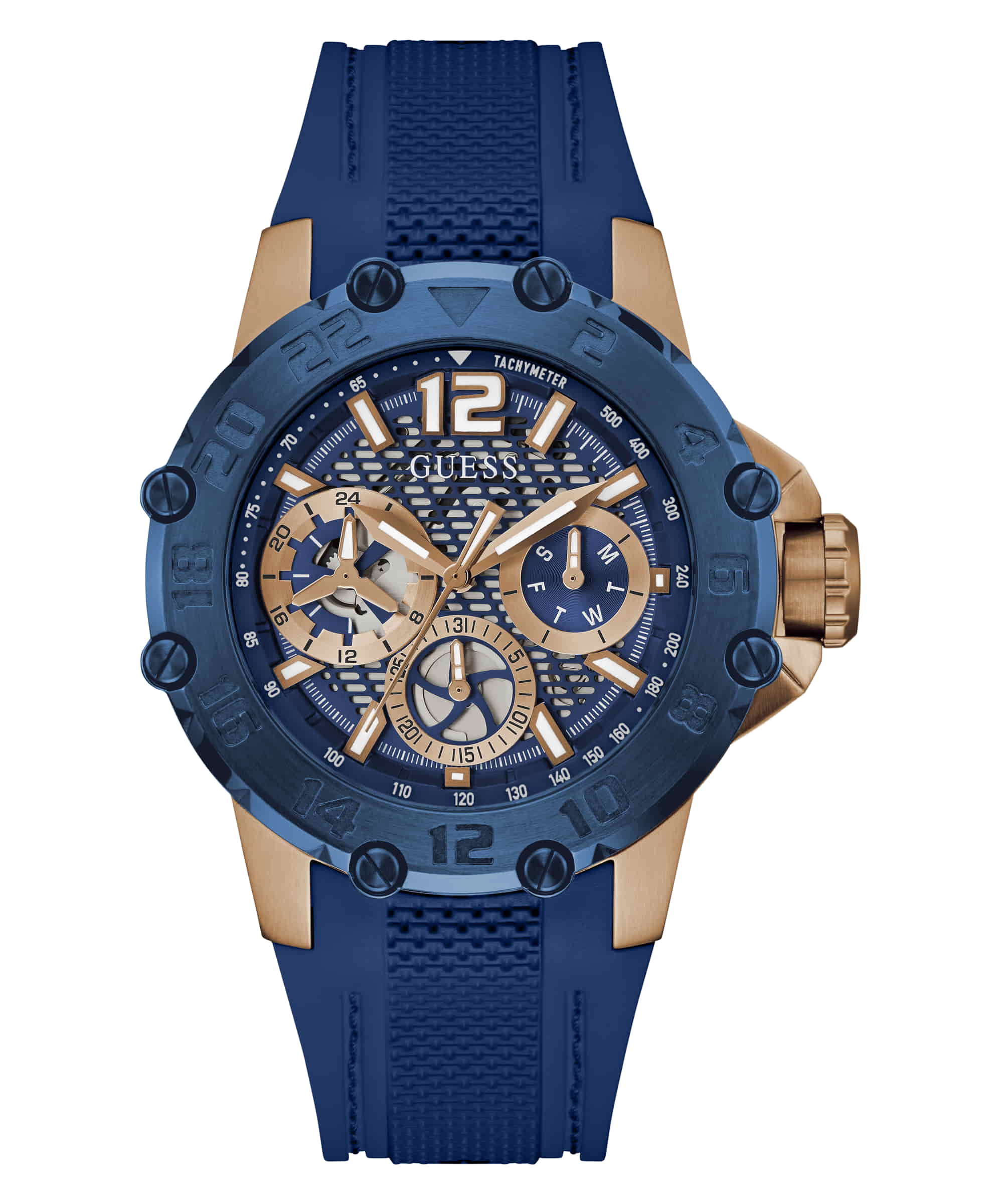 Multi-Tone and Blue Multifunction Watch | GUESS