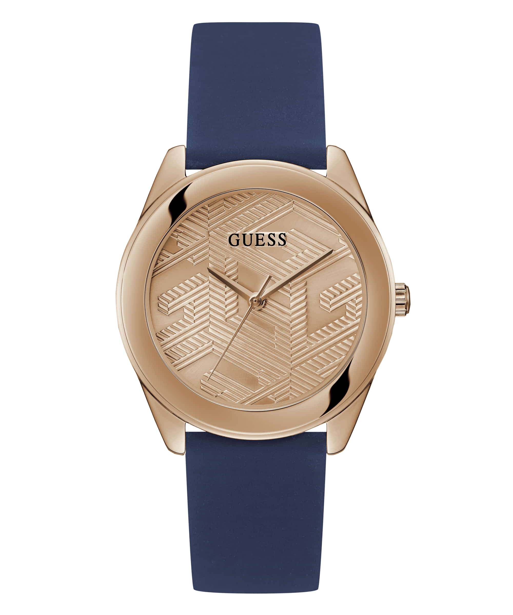 Amazon.com: GUESS Women's Rose Gold-Tone Dial with Iconic Blue Stain  Resistant Silicone Strap (Model: U0571L1) : Clothing, Shoes & Jewelry