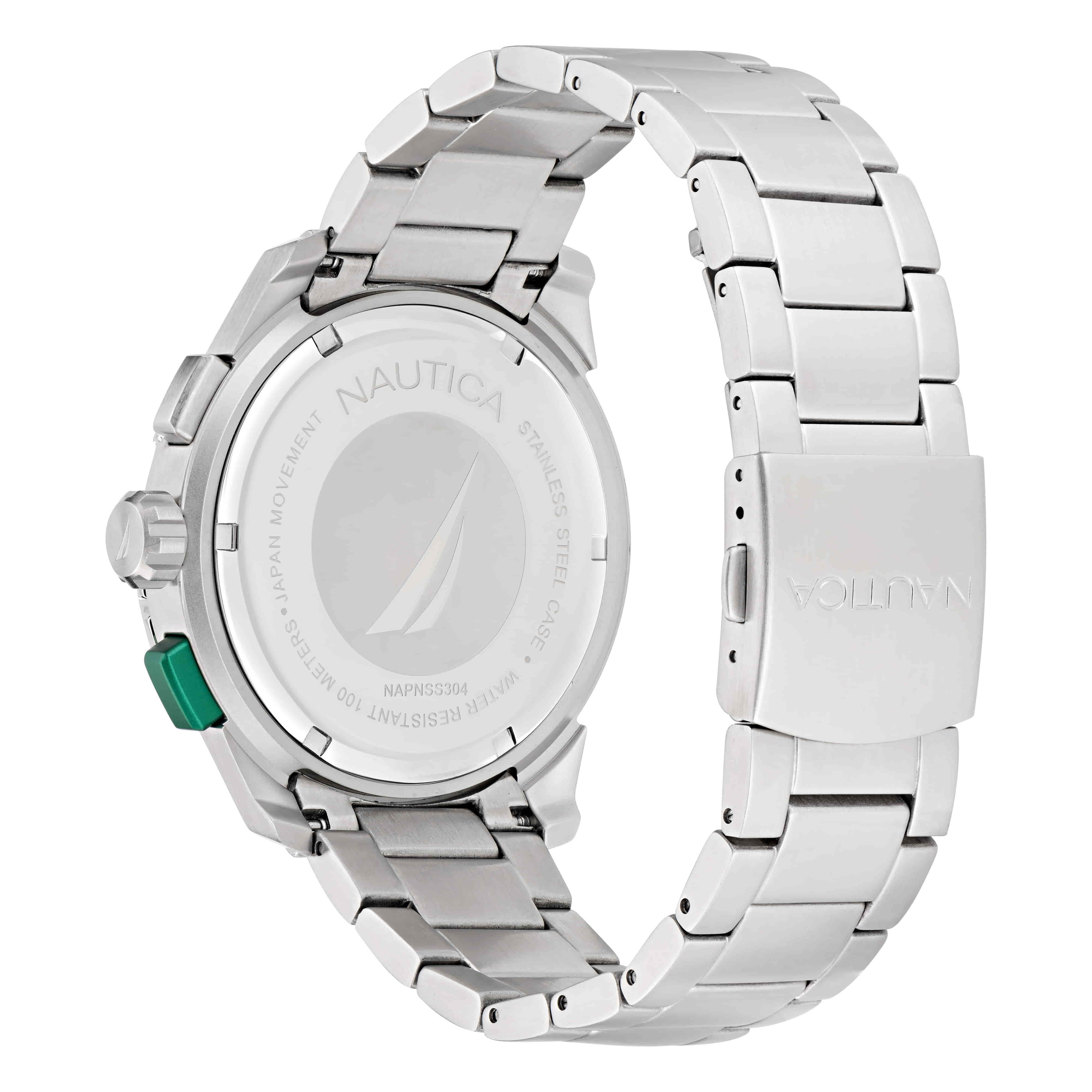 Reloj nautica stainless steel case water resistant 100 online meters