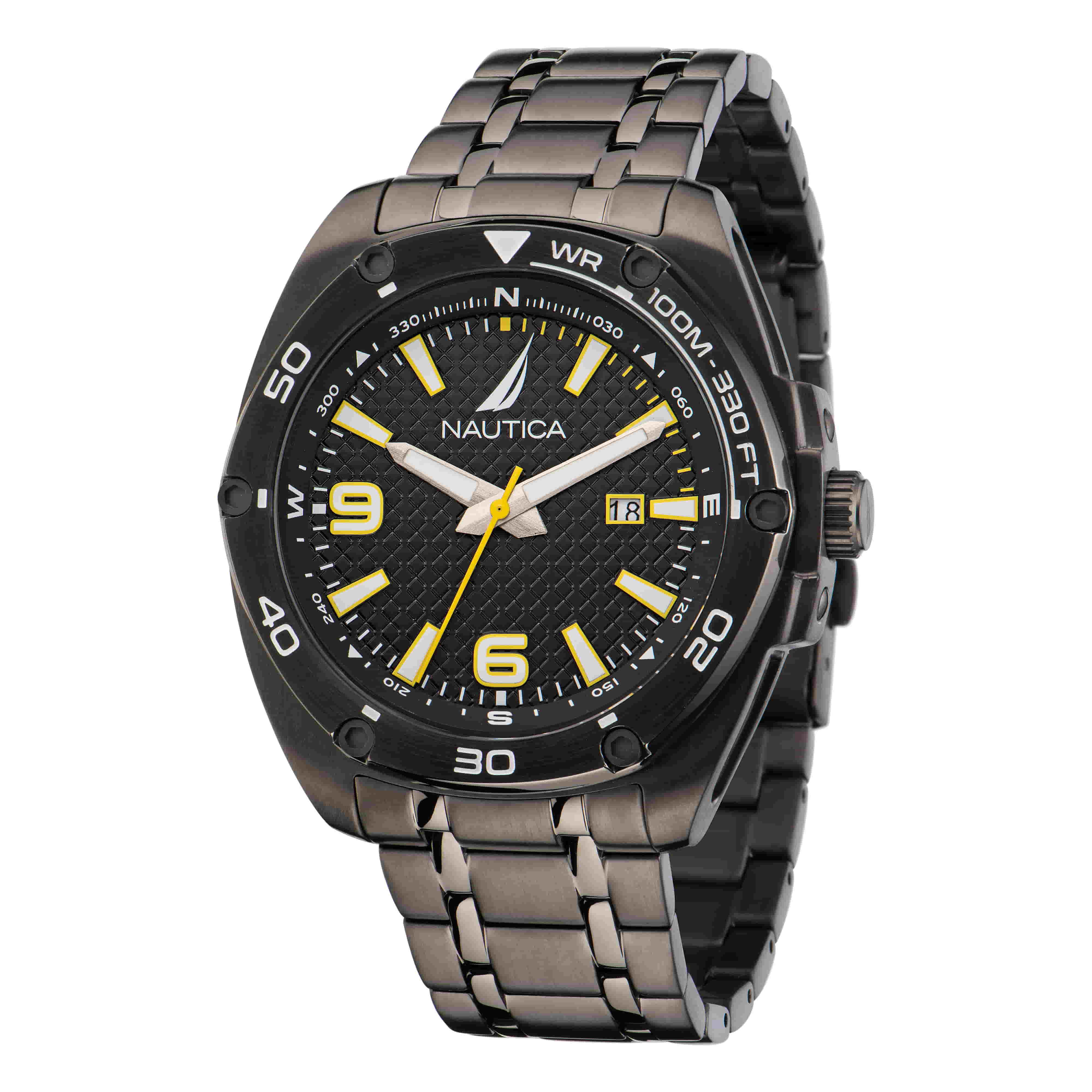 Nautica NST 02 Black Dial Orange Silicone Strap Men's Sports Watch N17614G  656086053159 - Watches, Nst 02 - Jomashop