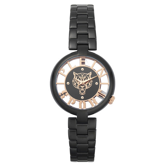 Plein Sport Tiger Luxe Women Black Round Analog Quartz Watch