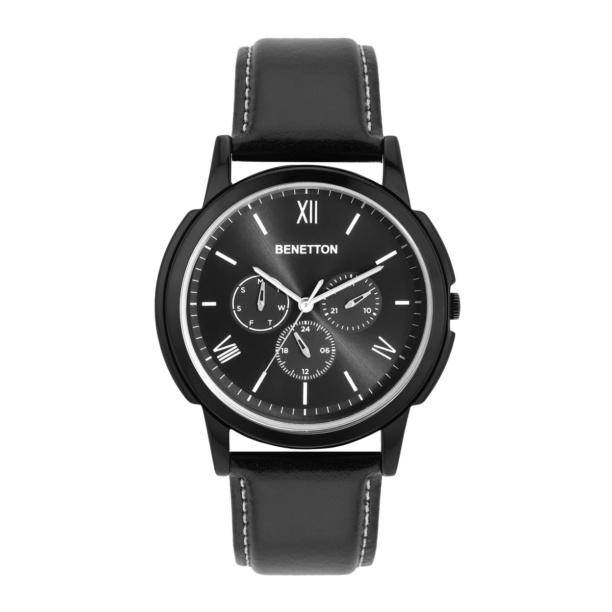 United Colors of Benetton Iconic Black Dial Round Case Quartz Analog Men Watch