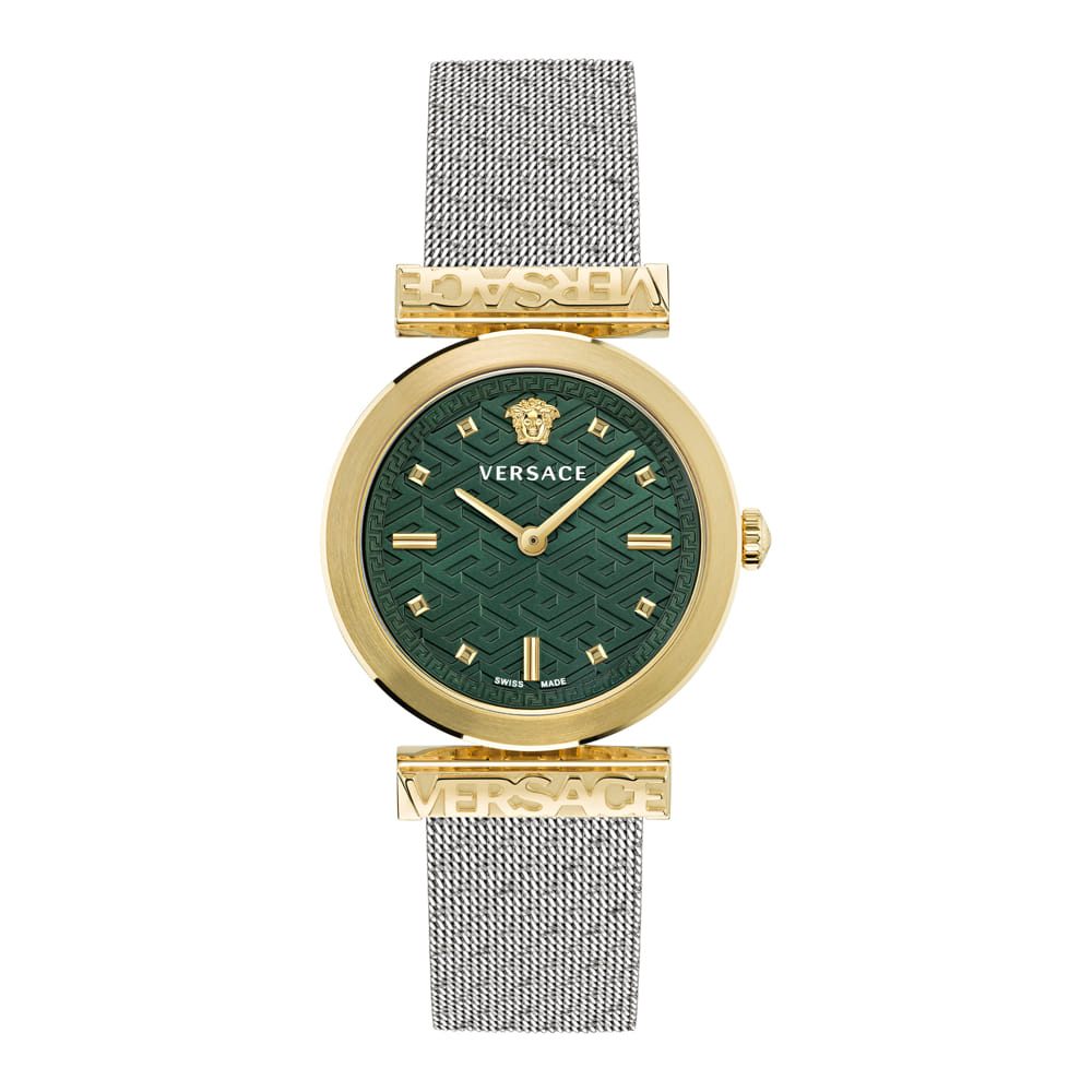 Versace Green Dial Round Case Swiss Quartz Women Watch