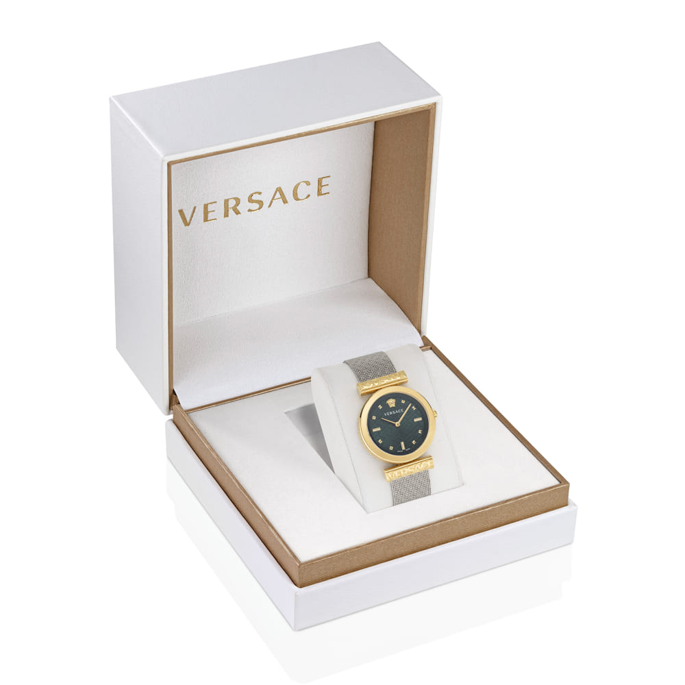 Versace Green Dial Round Case Swiss Quartz Women Watch