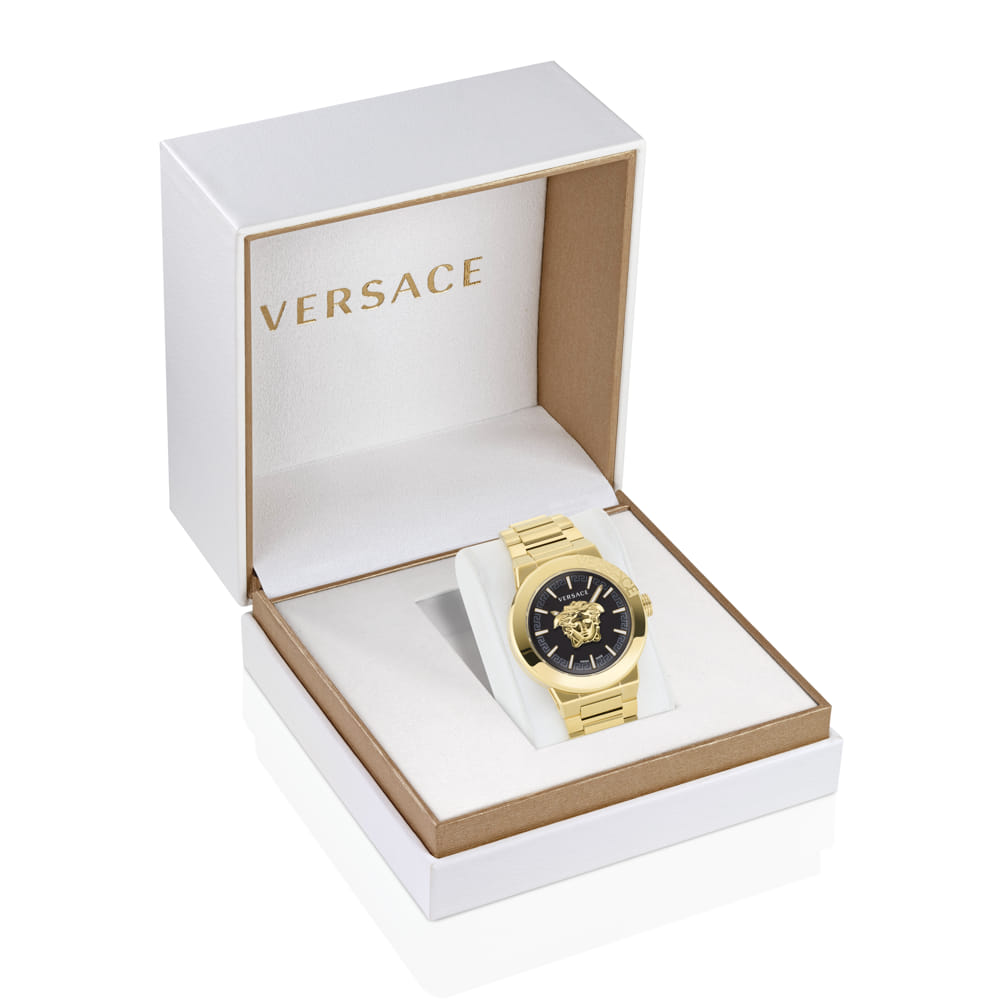 Versace Medusa Black Dial Round Case Swiss Quartz Men Watch